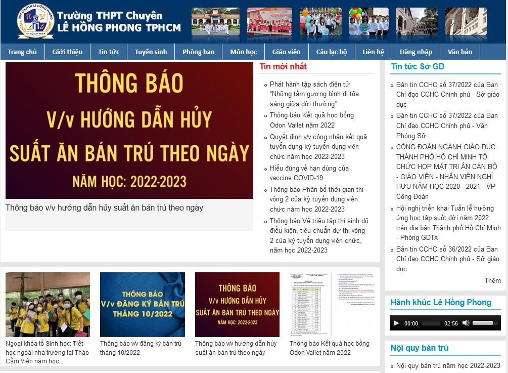 Website truong le hong phong hcm
